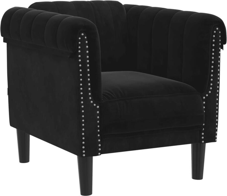 VidaXL The Living Store Fauteuil fluweel zwart Fauteuil Fluweel Zwart Lounge Relaxstoel
