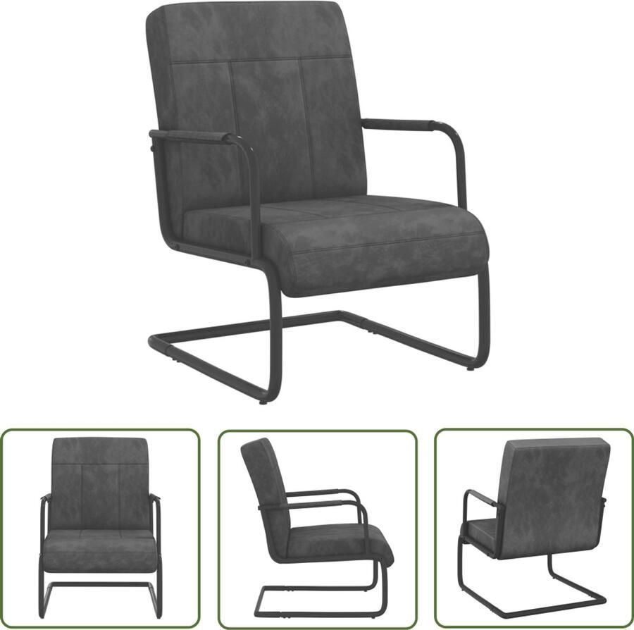 VidaXL Stijlvolle Fluwelen Stoel Donkergrijs & Zwart Industriële Stoel Velvet Stoel Grijze Stoel Zwarte Stoel Kantoorsstoel Eetkamerstoel Salontafel Lounge Stoel Moderne Stoel Elegante Stoel Sfeervolle Stoel