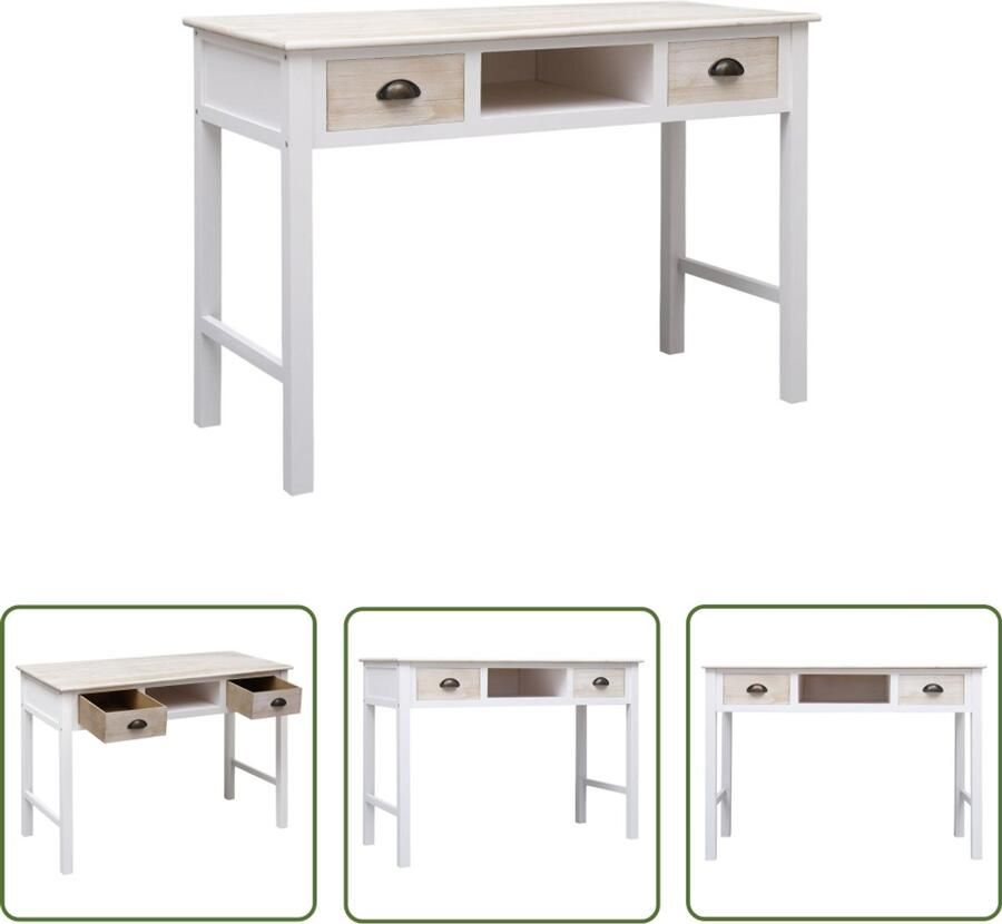 VidaXL Stijlvolle houten wandtafel met lades 110x45x76 cm Wandtafel Hout Salontafel Bergruimte Kastdeur Tv Stand Entreebank Vintage Modern