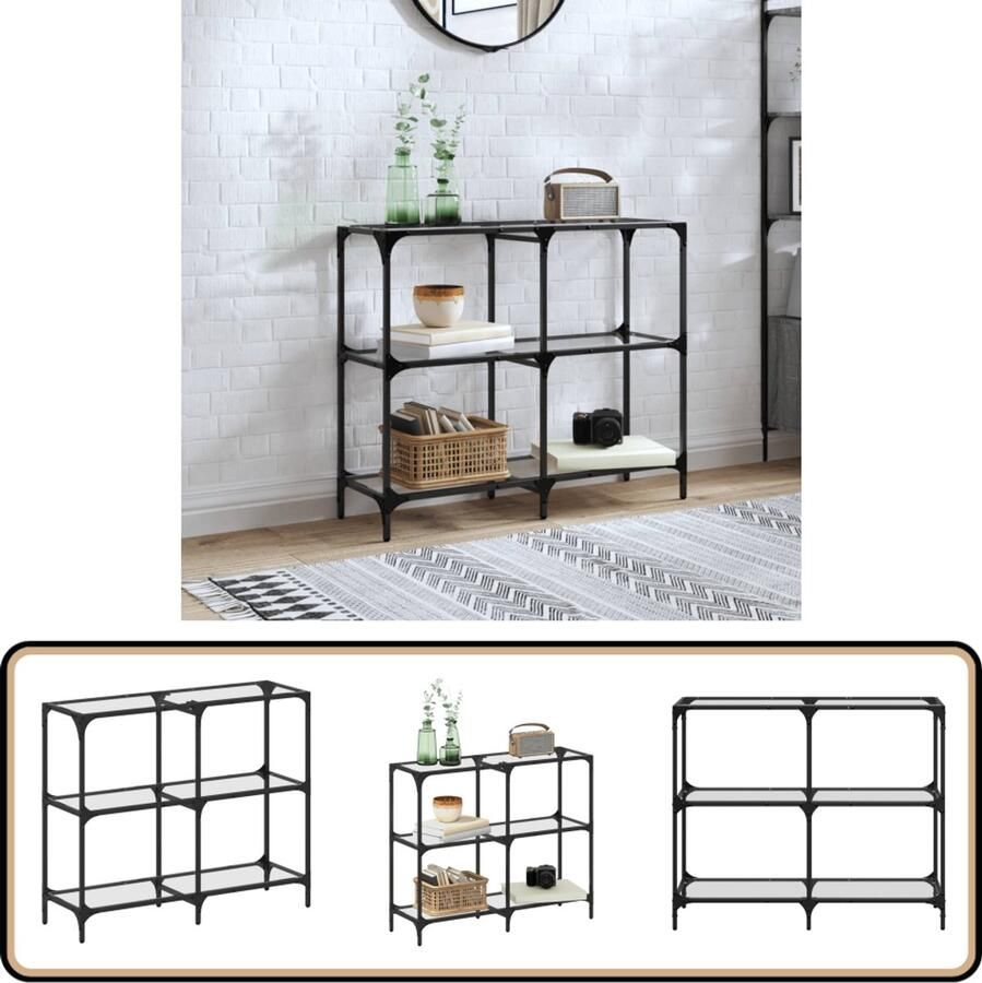 VidaXL Stijlvolle Wandtafel van Glas en Staal Wandtafel Wandtafels Bijzettafel Console Tafel