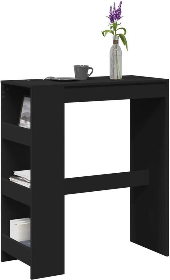 VidaXL Stijlvolle zwarte bartafel met rekken 90x40x103 5 cm Bartafel Bartafels Statafel Statafeltje