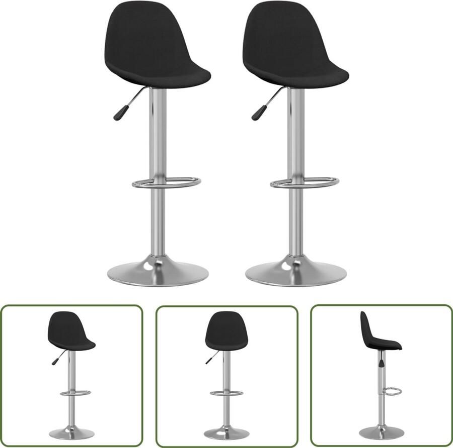 The Living Store Barkrukken 2 st stof zwart Barkrukken Stoel Barstoel Kruk Lounge