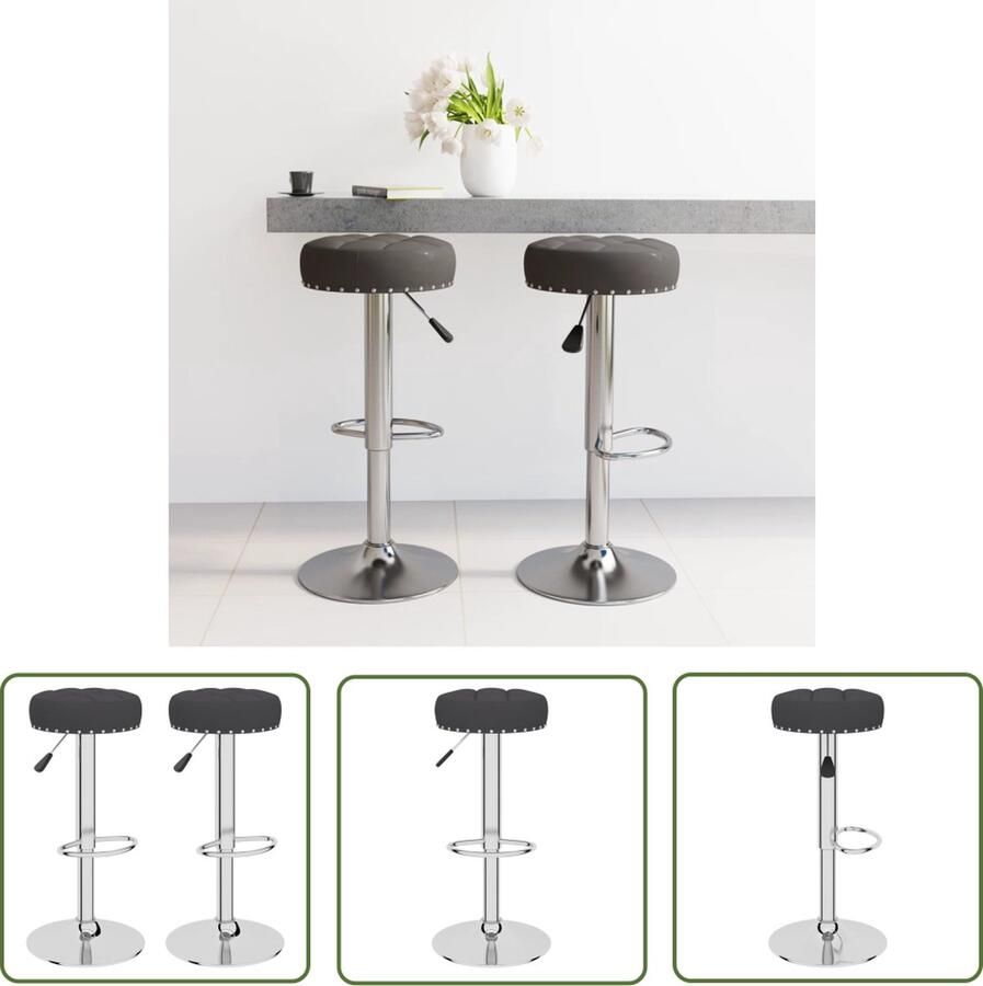 The Living Store Barkrukken s Meubelen 38.5 x 38.5 cm Zwart Stoffen Bekleding Barstoel Stoel Keukenstoel Eetkamerstoel Zwarte Stoel - Foto 2