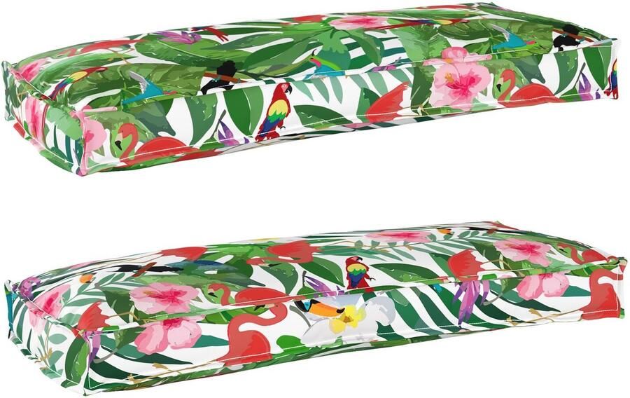 VidaXL Pallet Kussens voor Bank 2 stuks Tropisch Junglegevoel 100x40x8 cm Oxford Stof - Foto 3