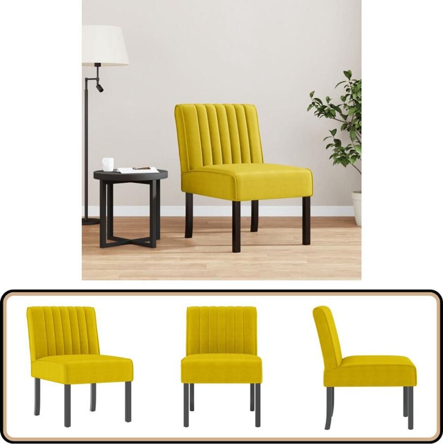 VidaXL Stoel Fluweel Geel Elegant en Comfortabel Stoel Stoelen Accentstoel Loungestoel
