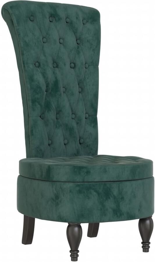 VidaXL Stoel hoge rugleuning met knopen fluweel donkergroen - Foto 2