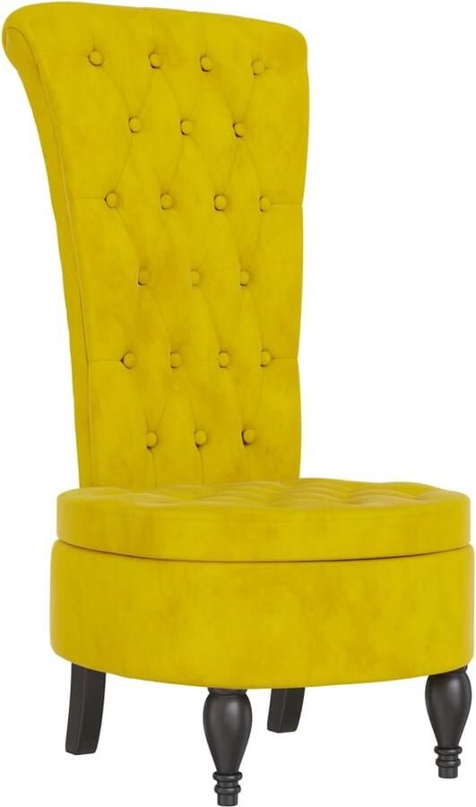 The Living Store Stoel hoge rugleuning met knopen fluweel geel Stoelen Fluweel Stoel Design Stoel Lounge Stoel Eetkamerstoel - Foto 2