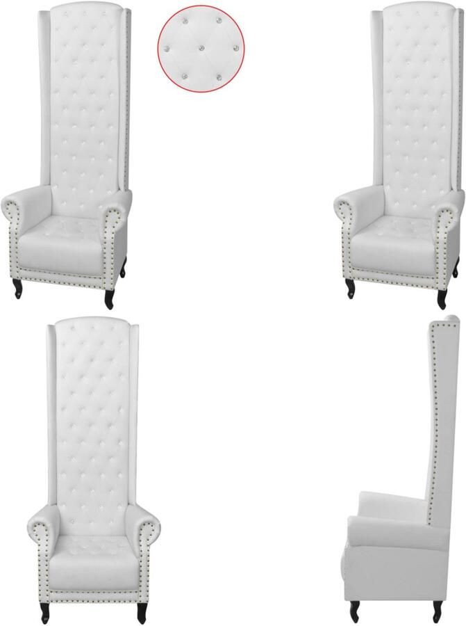 VidaXL Stoel met hoge rugleuning kunstleer wit - Foto 2