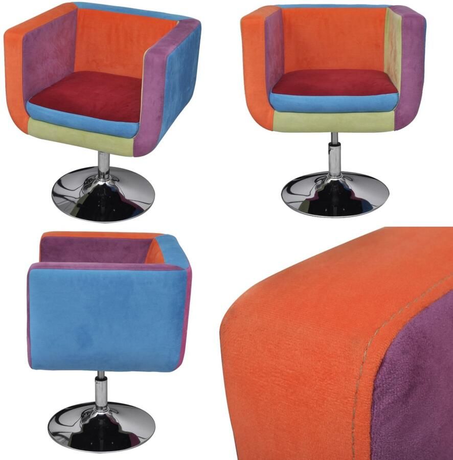 VidaXL Stoel met patchwork motief kubus stof Fauteuils Stoel Stoelen
