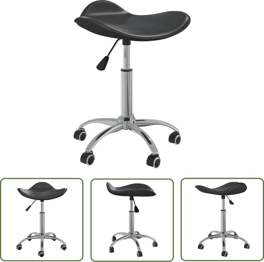 The Living Store Kantoorstoel kunstleer zwart Kantoorstoel Bureaustolen Zwarte Kantoorsstoel Comfortabele Kantoorsstoel Draaibare Kantoorsstoel - Foto 2