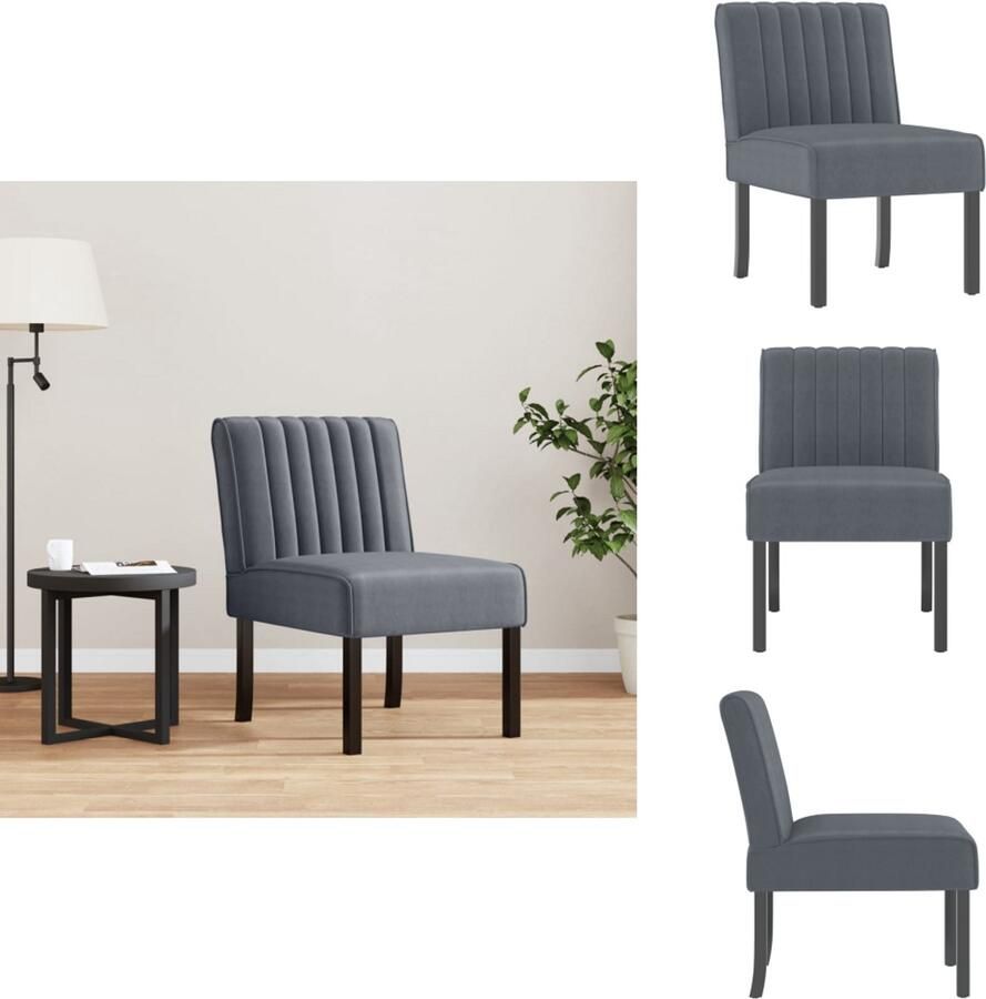 VidaXL Stoel Stoelen Accentstoel Loungestoel Stoel fluweel donkergrijs - Foto 2