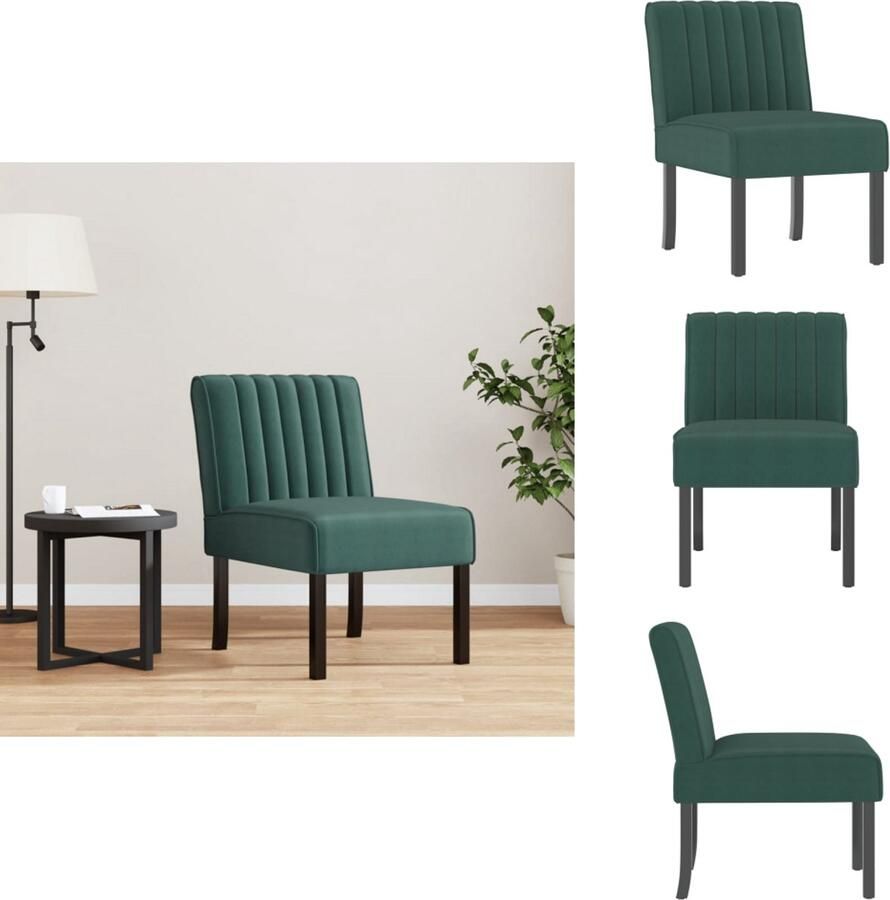 VidaXL Stoel Stoelen Accentstoel Loungestoel Stoel fluweel donkergroen