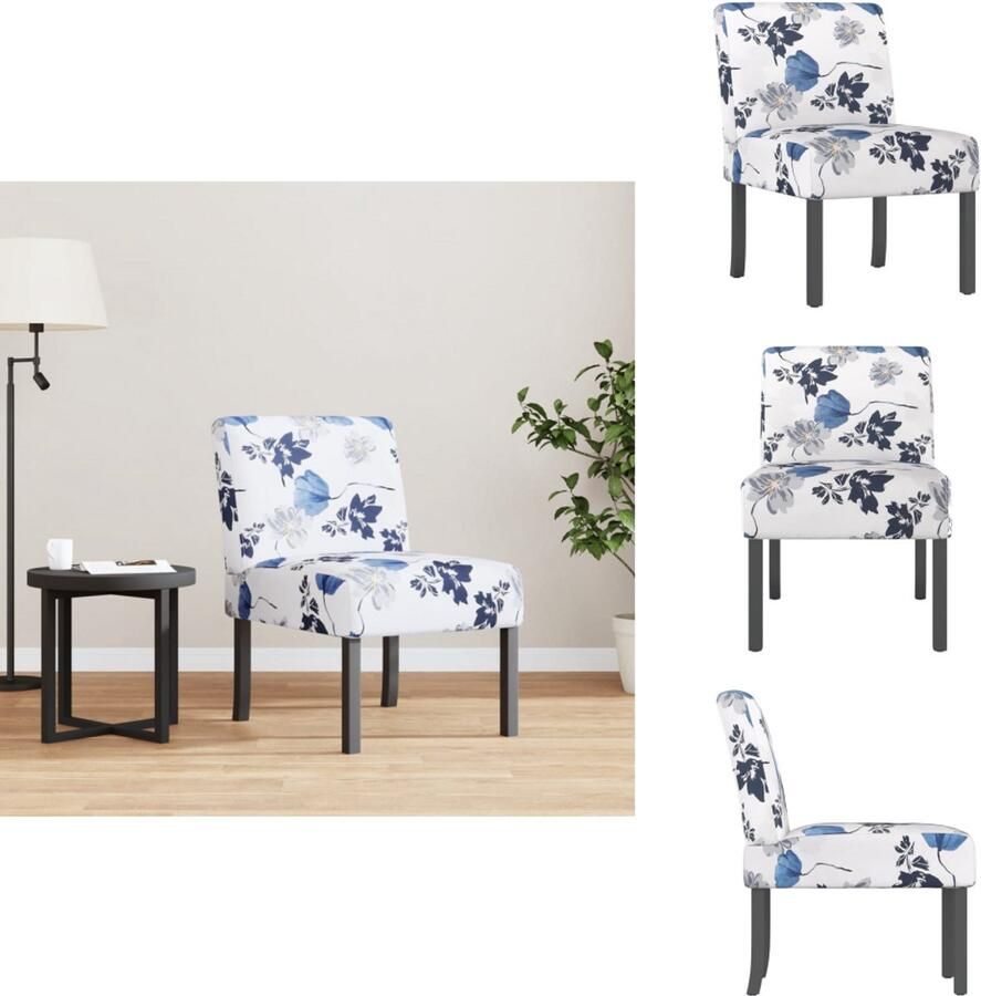 VidaXL Stoel Stoelen Eetstoel Eetkamerstoel Stoel gebloemd stof blauw