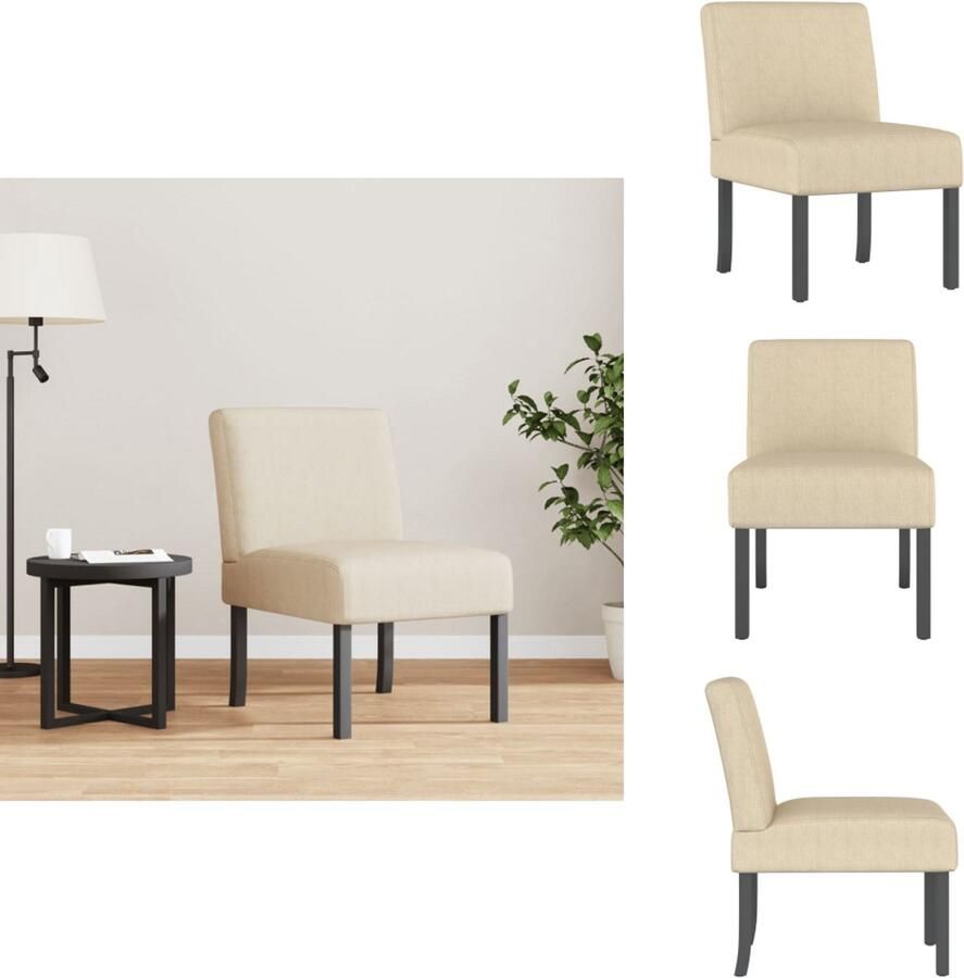 VidaXL Stoel Stoelen Eetstoel Eetkamerstoel Stoel stof crèmekleurig - Foto 2