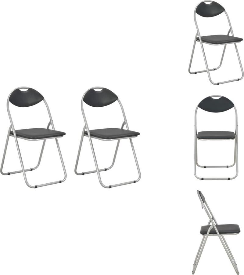 VidaXL Stoel Stoelen Klapstoel Klapstoelen Eetkamerstoelen inklapbaar 2 st kunstleer zwart