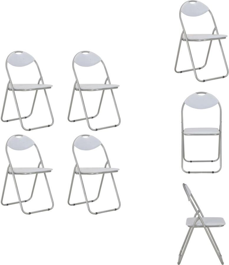 VidaXL Stoel Stoelen Klapstoel Klapstoelen Eetkamerstoelen inklapbaar 4 st kunstleer wit