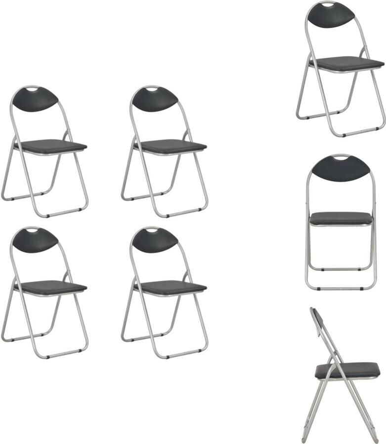 VidaXL Stoel Stoelen Klapstoel Klapstoelen Eetkamerstoelen inklapbaar 4 st kunstleer zwart