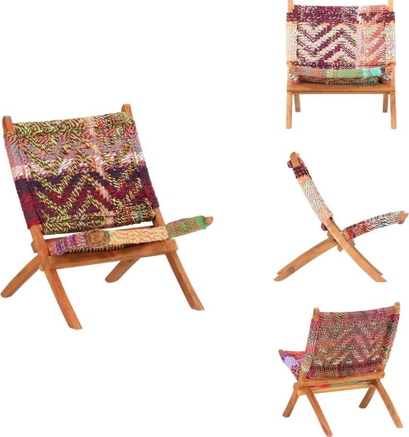 VidaXL Stoel Stoelen Klapstoel Klapstoelen Klapstoel chindi stof meerkleurig