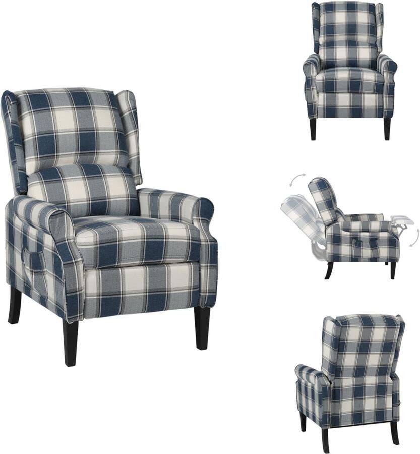 VidaXL Stoel Stoelen Leunstoel Armstoel Fauteuil stof blauw