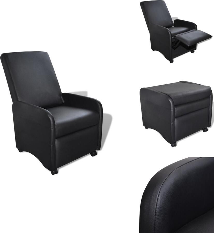 VidaXL Fauteuil Kunstleer Verstelbare rug- en voetsteun Zwart 65 x 83 x 101 cm Fauteuil