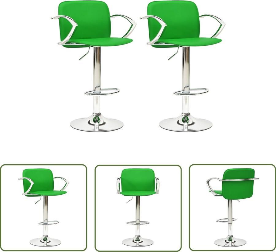 The Living Store barkrukken Uniek ontwerp Metaal Verstelbaar Groen Barkrukken Stoelen Barstoel Eetkamerstoel Lounge Stoel - Foto 2