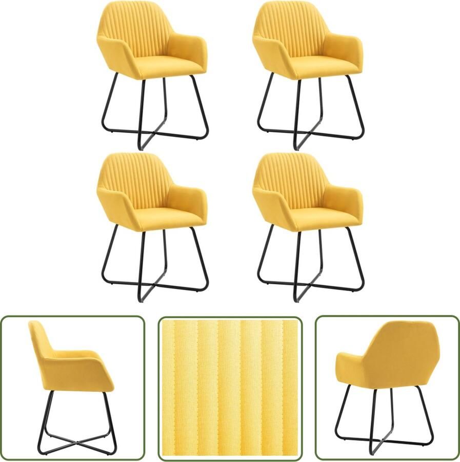 The Living Store Eetstoelen Eetkamerstoelen 61 x 61 x 84 cm Geel Eetkamerstoelen Stoelen Meubels Interieurdecoratie Yellow Furniture - Foto 2