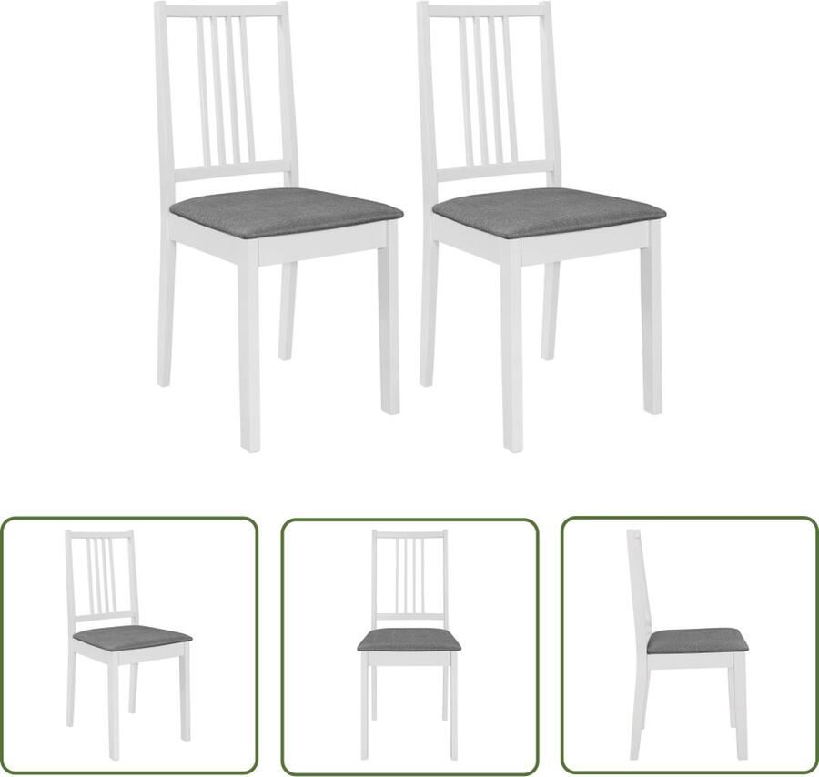 The Living Store Eetstoelen set Klassiek 6-delig Massief Hout 40x49x88.5cm Wit en Grijs Eetkamerstoelen Salontafels Meubilair Vintage Meubels Modern Meubilair - Foto 4