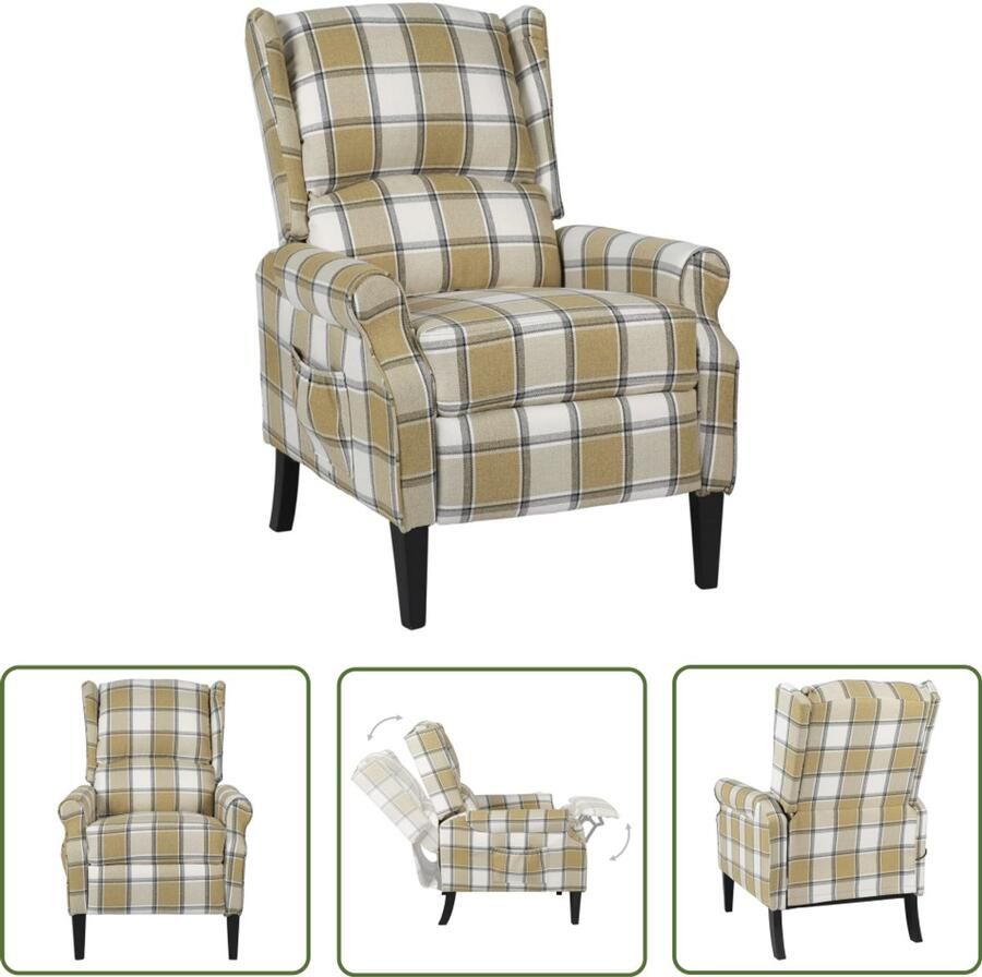 The Living Store Fauteuil stof groen Fauteuil Stoelen Lounge Stoel Verstelbare Stoel Ergonomische Stoel