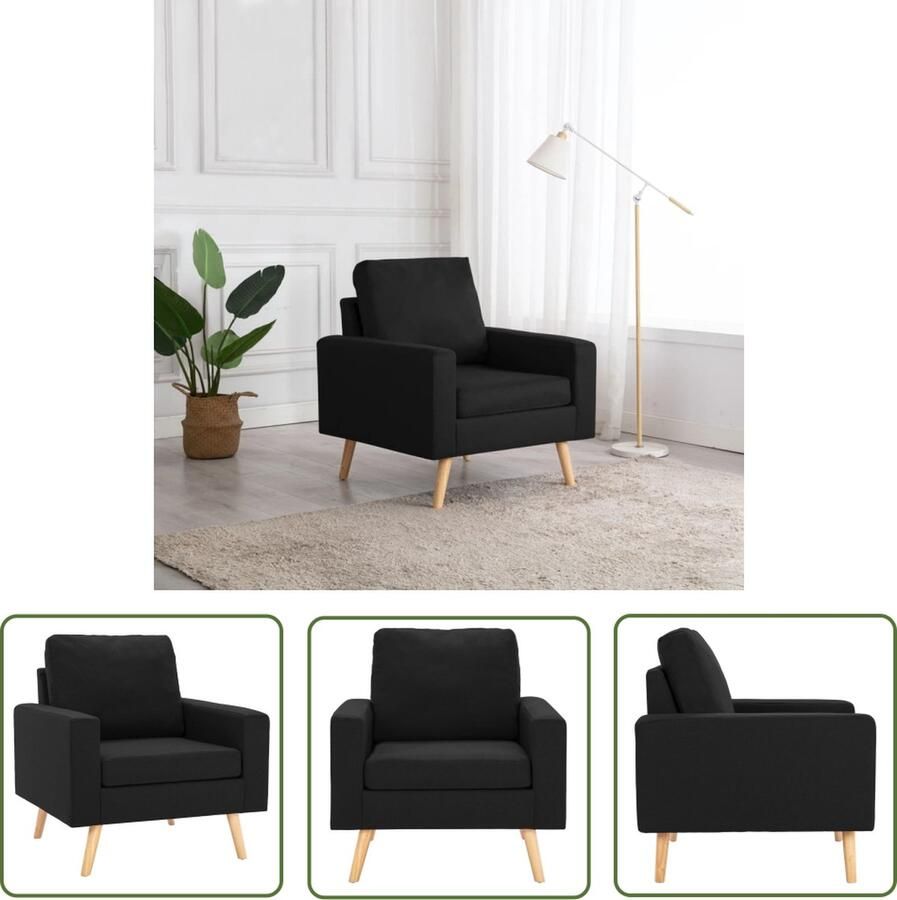 The Living Store Fauteuil Zitmeubel 77 x 71 x 80 cm Zwart Fauteuil Stoelhoes Zwarte Fauteuil Designstoel Lounge Stoel - Foto 2