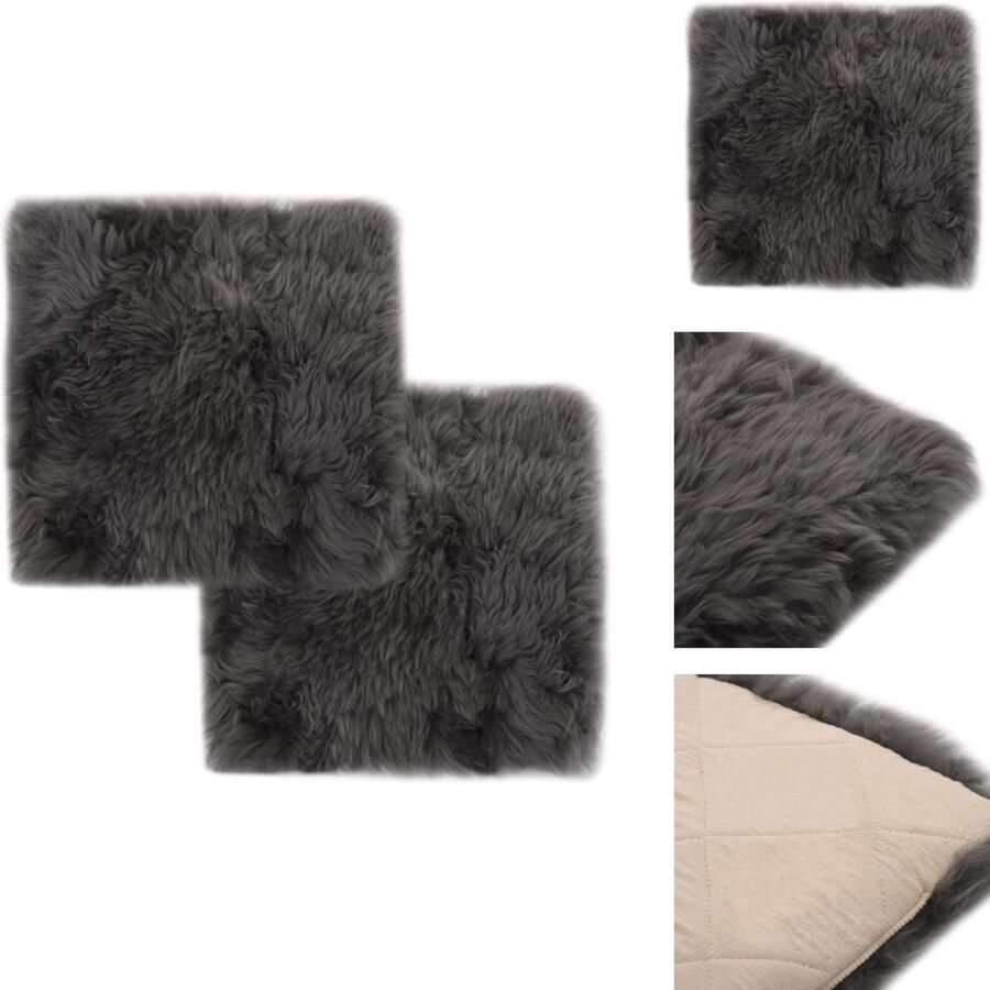 VidaXL Stoelkussen Stoelkussens Stoel Kussen Stoel Kussens Stoelkussens 2 st 40x40 cm echt schapenvacht lichtgrijs