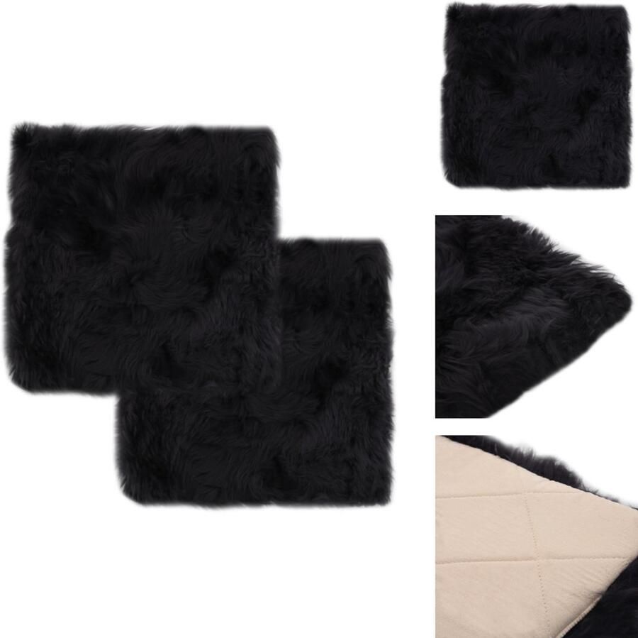 VidaXL Stoelkussen Stoelkussens Stoel Kussen Stoel Kussens Stoelkussens 2 st 40x40 cm echt schapenvacht donkergrijs