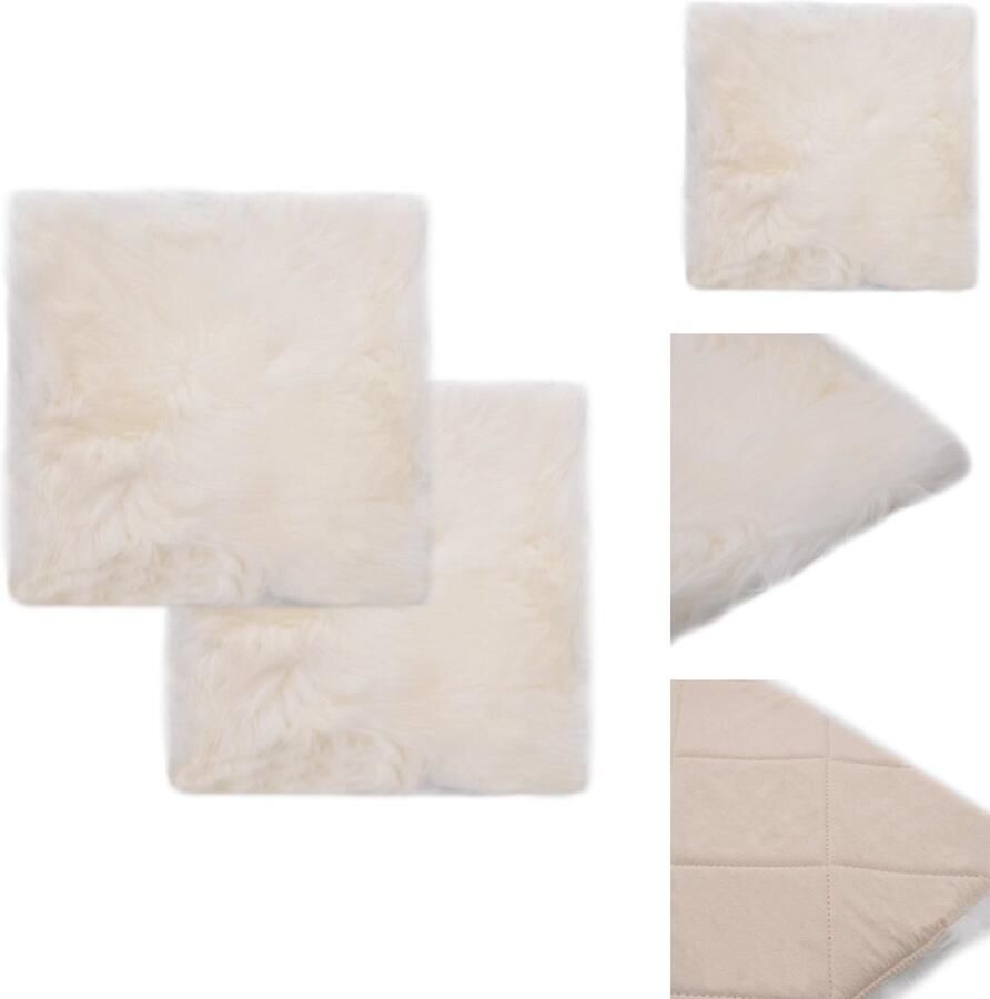 VidaXL Stoelkussen Stoelkussens Stoel Kussen Stoel Kussens Stoelkussens 2 st 40x40 cm echt schapenvacht wit