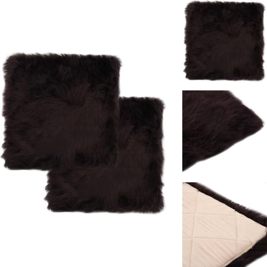 VidaXL Stoelkussen Stoelkussens Stoel Kussen Stoel Kussens Stoelkussens 2 st 40x40 cm echt schapenvacht bruin
