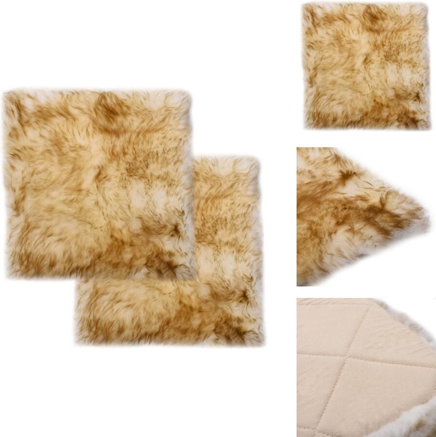 VidaXL Stoelkussen Stoelkussens Stoel Kussen Stoel Kussens Stoelkussens 2 st 40x40 cm echt schapenvacht gemêleerd bruin