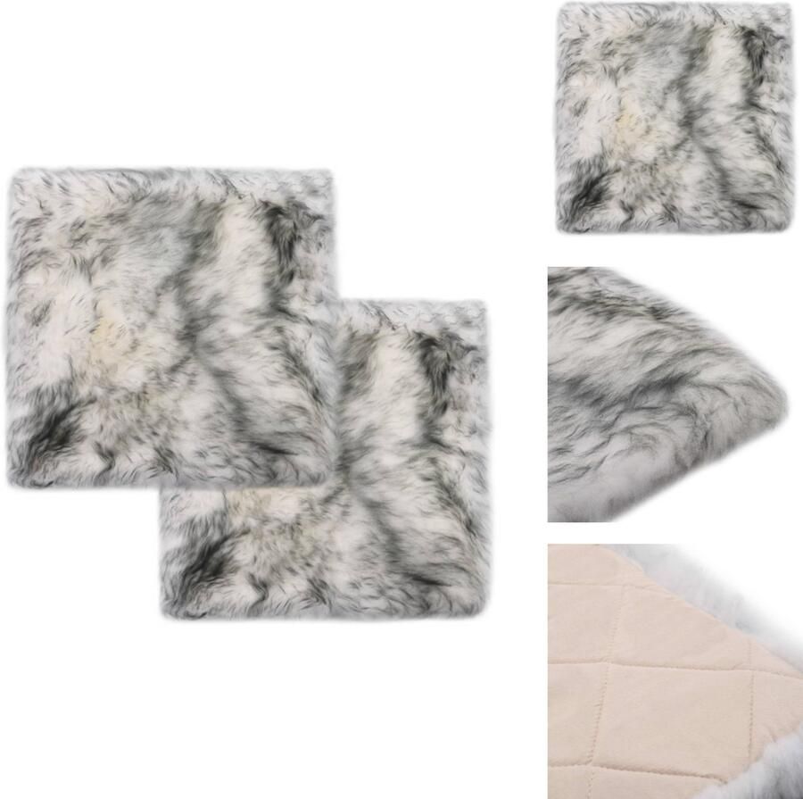 VidaXL Stoelkussen Stoelkussens Stoel Kussen Stoel Kussens Stoelkussens 2 st 40x40 cm schapenvacht gemêleerd donkergrijs