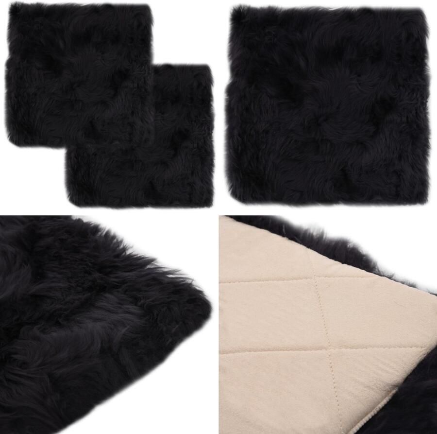 VidaXL Stoelkussens 2 st 40x40 cm echt schapenvacht donkergrijs Stoelkussen Stoelkussens Stoel Kussen Stoel Kussens