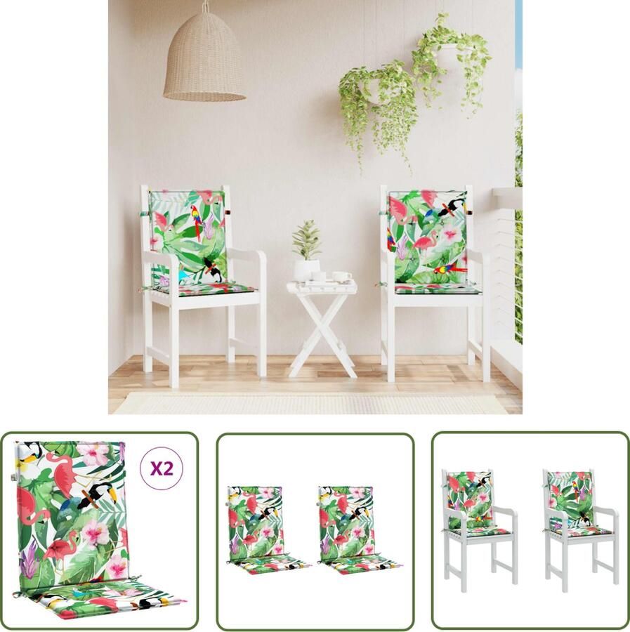 The Living Store Stoelkussen Set Lage Rug 100 x 50 x 4 cm Polyester Stoelkussens Kussens Voor Tuinstoel Lounge Kussens Outdoor Kussens Balkon Kussens