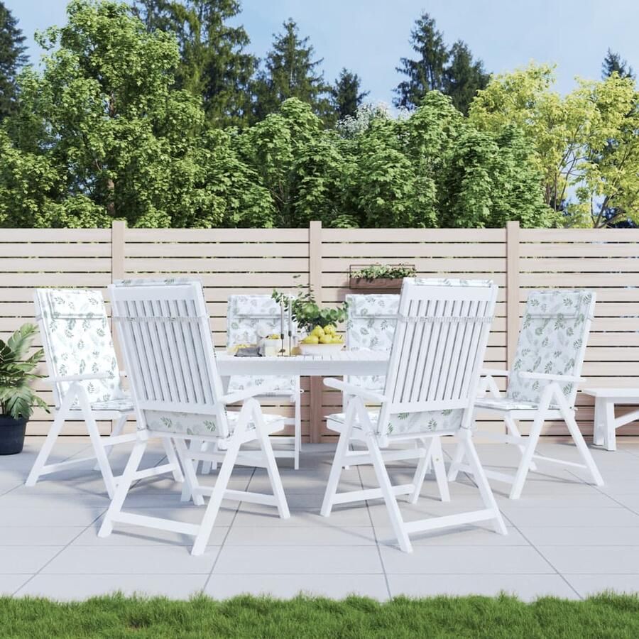 VidaXL Stoelkussens 6 st Hoge rug Bladpatroon Stoelkussens Hogerug Tuinkussens Outdoor Kussens Lounge Set Balkondecoratie Terasdecoratie Waterafstotende Kussens Oxfordstof - Foto 2