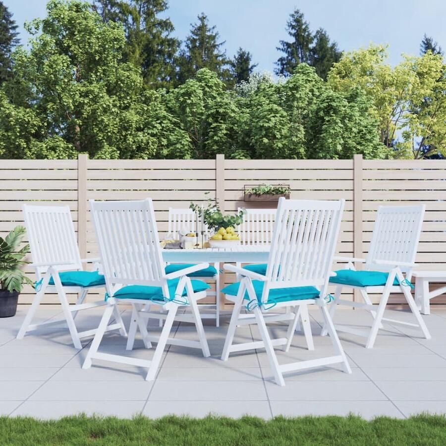 VidaXL Stoelkussens 6 st turquoise 40x40x7 cm Stoelkussens Tuinstoel Buitendecoratie Patiodecoratie Loungehoek Loungebank Zitzakken Outdoor Living Veranda Terras Blauw - Foto 2