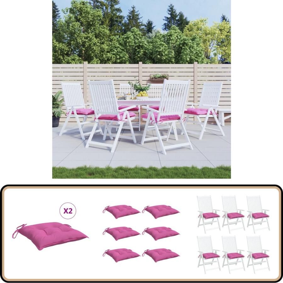 VidaXL Stoelkussens 6 stuks 40x40x7 cm Roze Stoelkussens Outdoor Kussens Tuinkussens Balkon Kussens Zitzakken