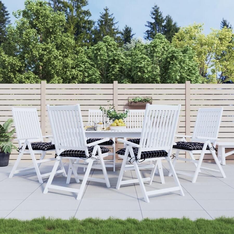 VidaXL Stoelkussens 6 stuks 40x40x7 cm Zwart Ruit Stoelkussens Tuinstoel Terrasstoel Outdoor Kussens Balkon Kussens Waterafstotende Kussens Zwarte Kussens Design Kussens Luxe Kussens - Foto 2