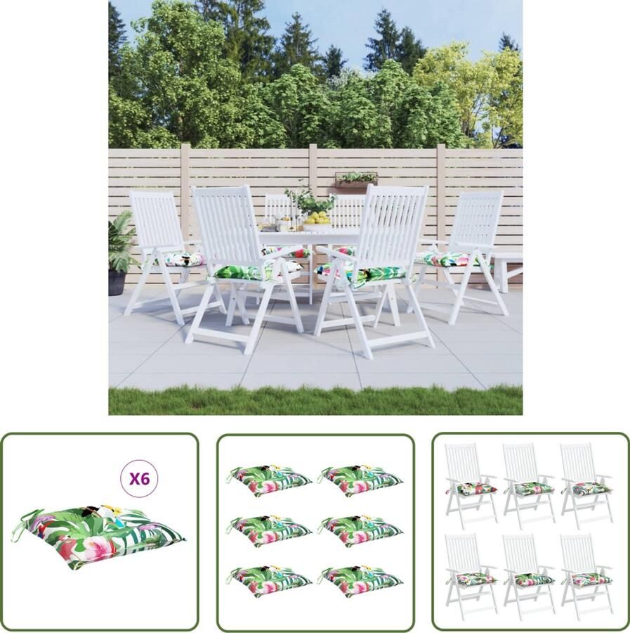 VidaXL Stoelkussens 6 stuks 50x50x7 cm Kleurrijk Stoelkussens Outdoor Kussens Tuinkussens Waterafstotende Kussens Oxford Stof Lounge Set Balkondecoratie