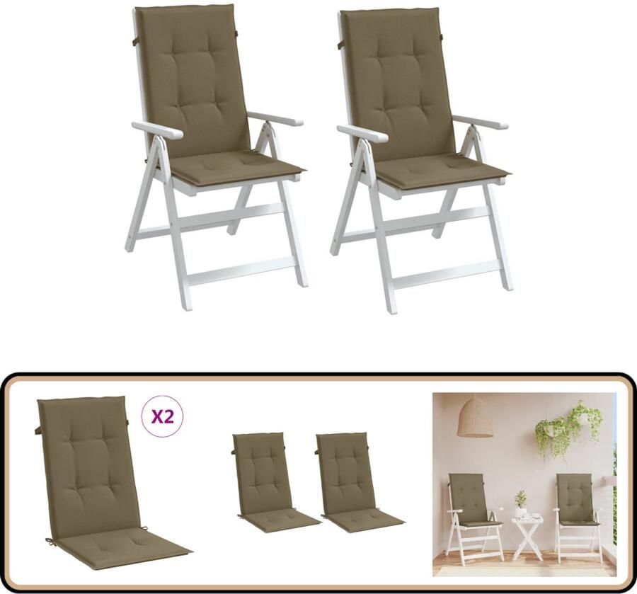 VidaXL Stoelkussens Hoge Rug Taupe 120x50x4cm Stoelkussens Hogerug Outdoor Patio Tuinstoel