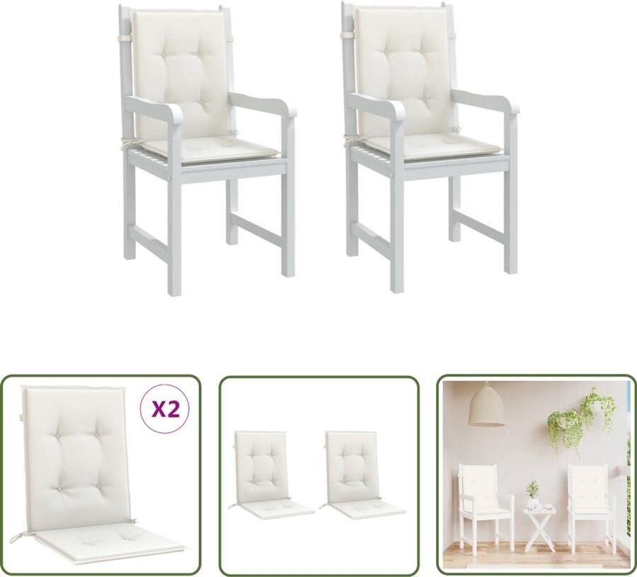 VidaXL Stoelkussens Lage rug 100x50x4 cm 2 stuks Stoelkussens Comfort Outdoor Patio Tuinstoel