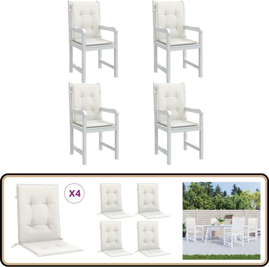 VidaXL Stoelkussens Lage rug 100x50x4 cm 4 stuks Buitentoekomst Tuinkussentje Lounge Set Balkondecoratie Zit Comfort