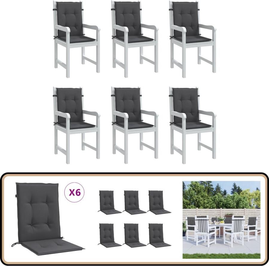 VidaXL Stoelkussens Lage Rug 100x50x4 cm 6 stuks Stoelkussens Tuinstoel Buitendecoratie Lounge Set Balkondecoratie