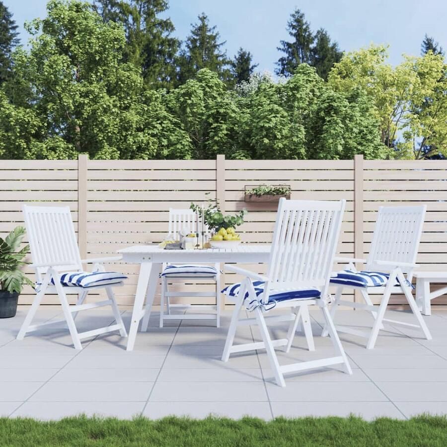 VidaXL Stoelkussens Set van 4 Stof Gestreept 50x50x7cm Tuinstoel Kussentjes Oxford Stof Waterafstotend Kussens Voor Tuinbank Balkon Kussens Outdoor Kussens - Foto 2