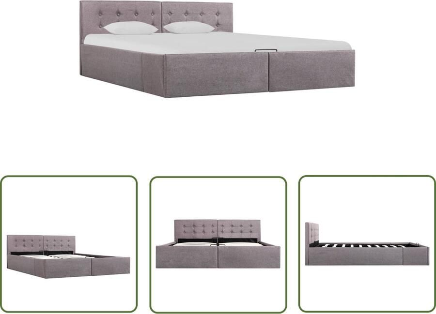 The Living Store Bedframe Hydraulisch Stoffen Opbergvak Taupe 211x168x73cm Hydraulisch Bed Stof Bed Opbergbed Taupec Bed Boxspring Bed - Foto 2