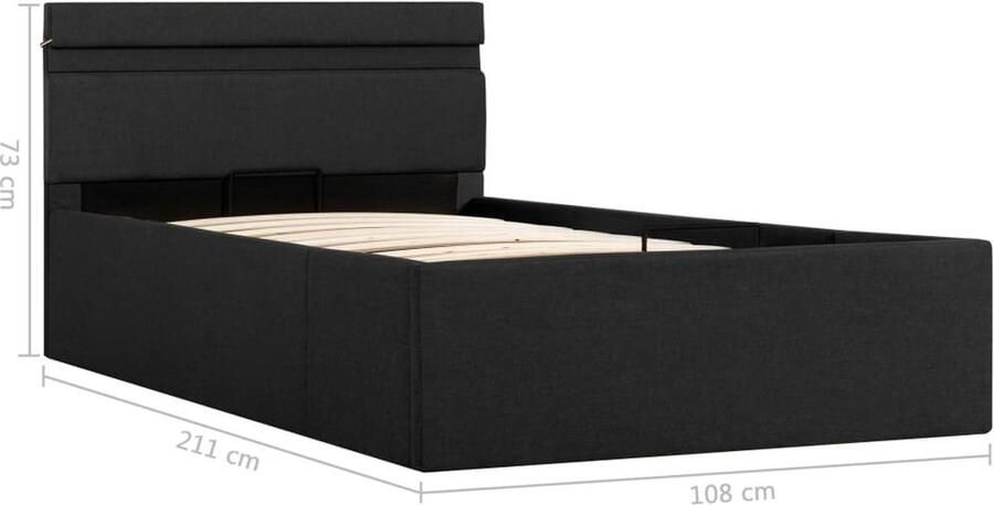 The Living Store Bedframe Hydraulisch Donkergrijs 211 x 108 x 73 cm 100 x 200 cm USB Aansluiting Hydraulisch Bed Stof Bed Donkere Grijze Bed Boxspring Bed Led Verlichting Bed