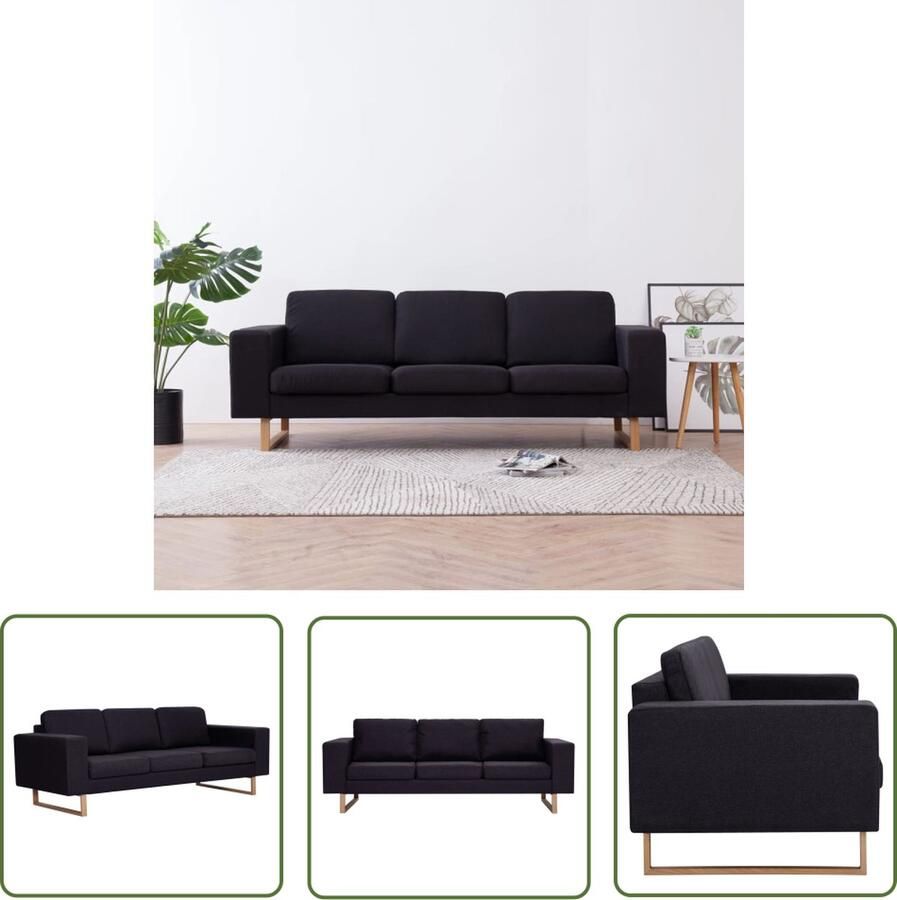 The Living Store 3-zitsbank Stoffen bank 200 x 82 x 75 cm Zwart 3 Persoons Bank Stoffen Bank Zwarte Bank Banks Kopen Lounge Meubels
